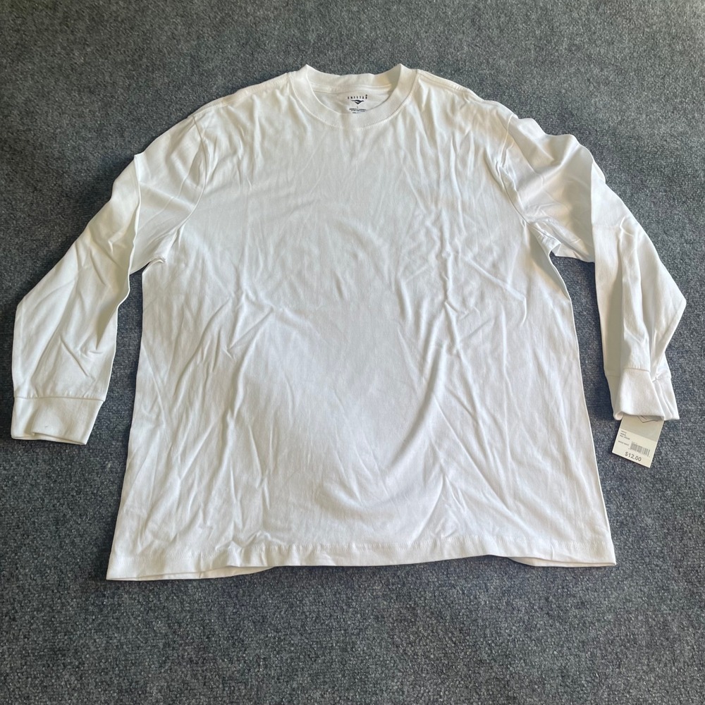 Cheetah Mens Long Sleeve Crewneck T-Shirt Bright White Cotton Size‎ L IMER001